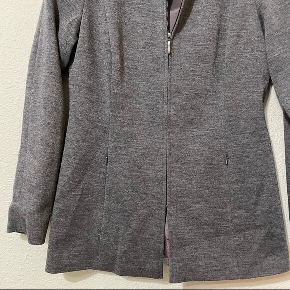 Worth Grey Wool Full Zip Fitted Jacket Blazer Womans 4 Preppy Office Work Gray - Picture 5 of 7